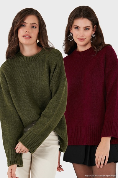 Lela Regular Fit Crew Neck Basic 2-Pack Knitwear Sweater Women's Sweater 4616...