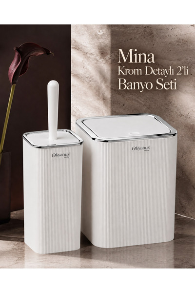 Okyanus Home Mina Beyaz - Krom Kare 2'li Banyo Seti