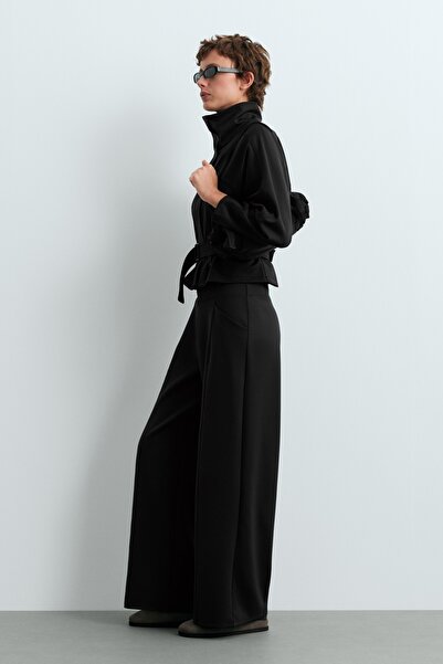 Oysho Neopren görünümlü high rise wide leg pantolon