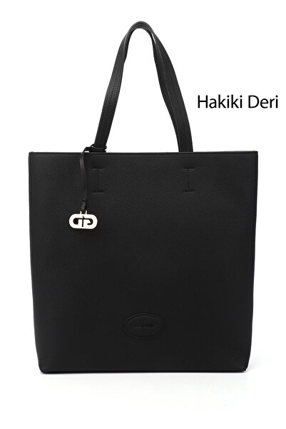GÖNDERİ(R) Women/Girls Black Floater Genuine Leather Hand and Shoulder Bag