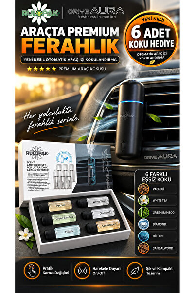 Rulopak Aura Drive Araç İçi Koku Makinesi Otomatik Oto Kokusu – 6 Adet Koku H...