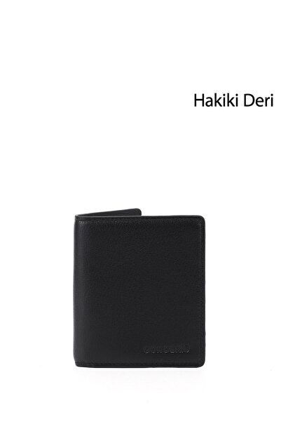 GÖNDERİ(R) Erkek Siyah Hakiki Deri Dikey Cüzdan
