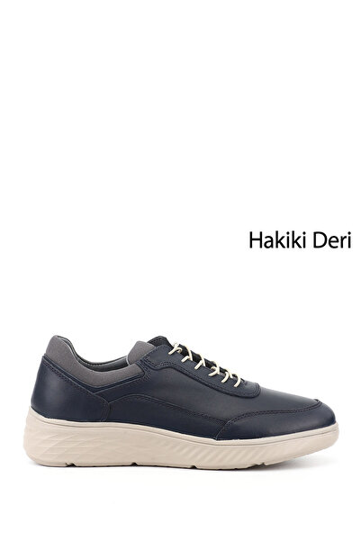 GÖNDERİ(R) Erkek Lacivert Bağcıklı Hakiki Deri Sneaker