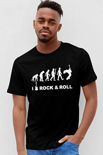 ROCKANDROLL Rock Evrimi Siyah Kısa Kollu Tişört
