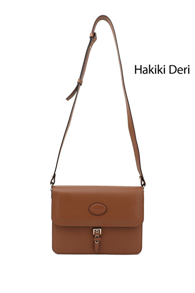 GÖNDERİ(R) Women's Tan Antique Genuine Leather Shoulder Bag
