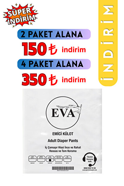 EVA Ekonomik Emici Külot Hasta Bezi Large 30lu(100-135CM) Xl(130-170CM)