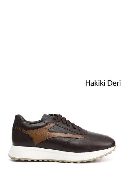 GÖNDERİ(R) Men's Brown Lace-Up Genuine Leather Sneakers