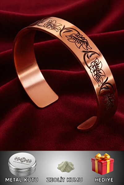 OSMANLI GÜMÜŞ Women's Copper Bracelet - Flower Model Women's Copper Cuff Brac...