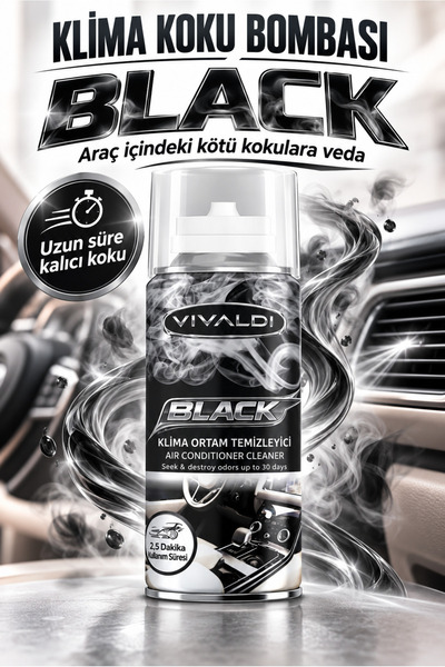 Vivaldi Black Oto Klima Koku Bombası 150 ml – Araç İçi Koku Giderici, Klima T...