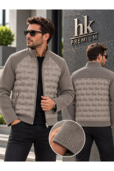 HK Premium Tekstil Erkek Mont Daire Baskı Örme Triko %100 Polyester Dik Yaka ...