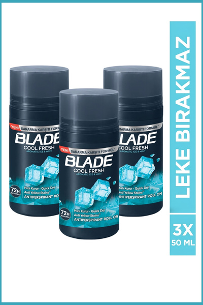 Blade Cool Fresh Erkek Roll On 3x50 ml Leke Bırakmaz