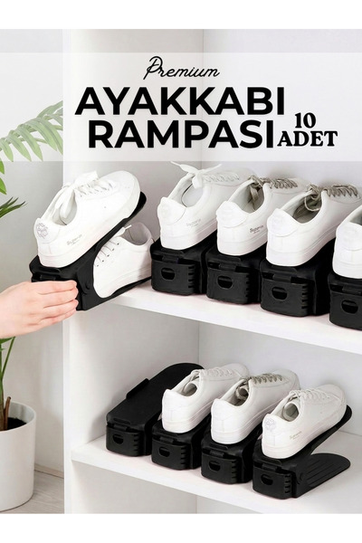 10 Adet Ayakkabı Düzenleyici - Kaydırmaz Ayakkabı Rampası - 4 Kademeli Ayakkabılık