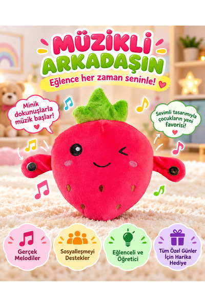 ZİVENTA Müzikli Peluş Oyuncak Dokunmatik Etkileşimli Eğlenceli Yumuşak Çocuk ...
