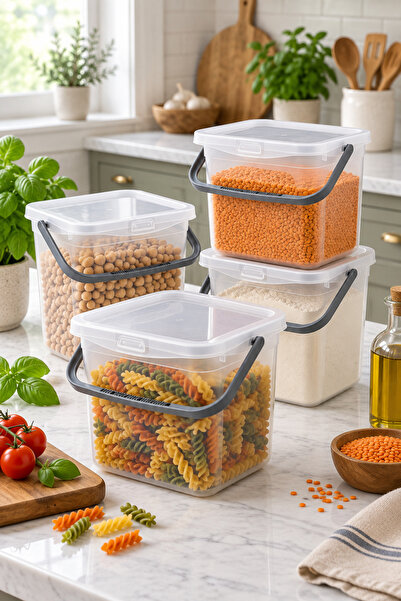 HOMENIVA Transparent 4 Pieces 6 Lt Transparent Food Storage Container - Multi...