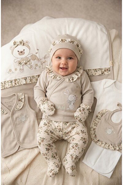 MİLAYS LİFE HOME COLLECTİON Baby Girl 0-3 Months Flowered Rabbit Set of 10 10...