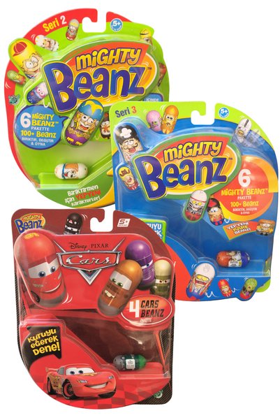 KentOyuncaK Mighty Beanz™ Seri 2, Seri 3, Cars - 3'lü Set - 16 Parça Beanz
