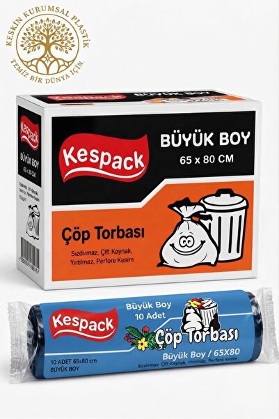 KESPACK Çöp Poşeti 65x80 Mavi Renk Büyük Boy 6 Rulo