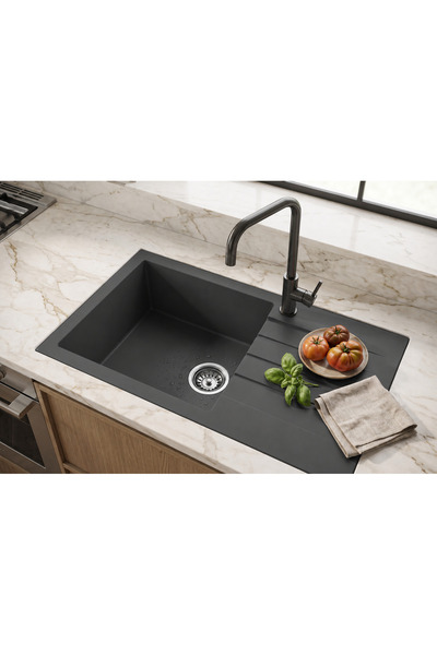 GÜNEY ANKASTRE RealStone P010 ASSOS 76 XL 76×43,5 cm Antrasit Granit Evye + T...