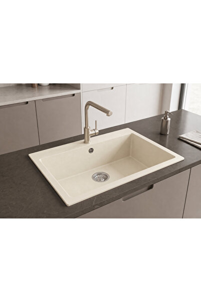 GÜNEY ANKASTRE RealStone K003 DIDYMA 77 77×53 cm Krem Granit Evye + Tekli Sif...
