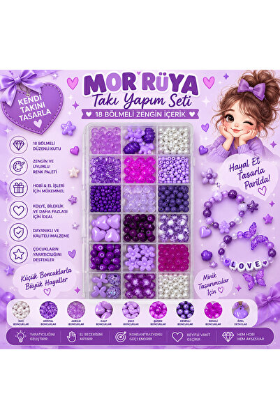 By MO Accessories Mor Lila Çocuklar İçin Takı Yapım Seti Hobi, Kendin Yap Eğl...