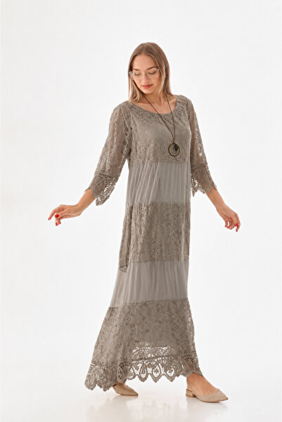 EREN STYLE Italian Sunshine Silk Detailed Lace Dress