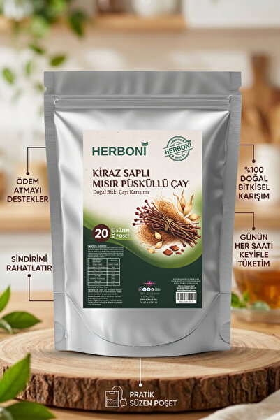 HERBONİ Kiraz Saplı Mısır Püsküllü Detox Çayı – 20’lİ Bitki Bazlı Süzen Poşet