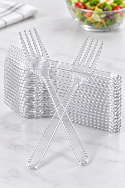 Özkan Ambalaj Temizlik 100 Pieces 1 Pack Luxury Plastic Dinner Fork Disposabl...
