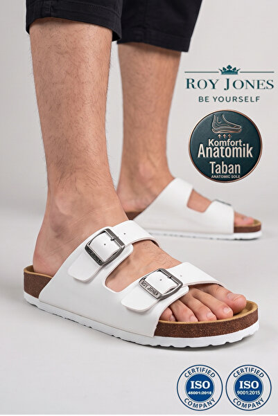 Roy Jones Unisex Orthopedic Sole Comfort Model Slippers with Double Strap Buc...