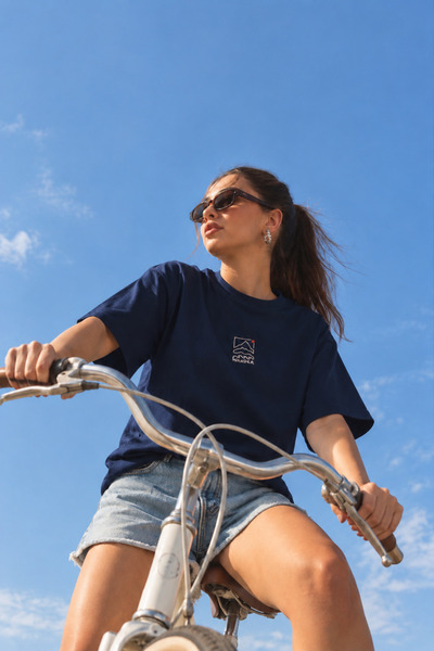 Loome Wander Nakışlı Oversize Lacivert T-Shirt Unisex