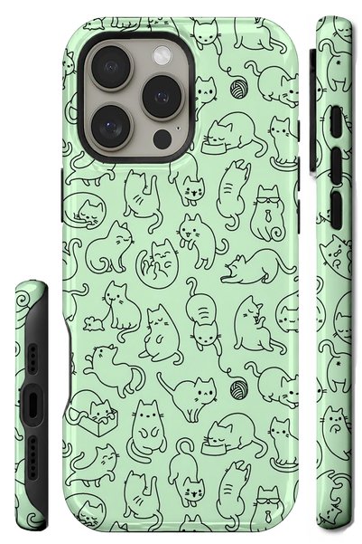 EDELFU متوافق مع iPhone 13 PRO MAX - غطاء مزدوج الطبقات من Green Cats، غطاء ح...