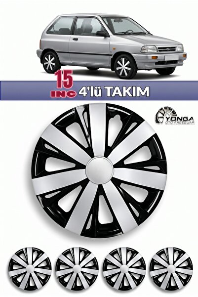 YONGA OTO AKSESUAR FORD FESTİVA 15 İnç Jant Kapağı 4'lü Set Siyah Gümüş + 4 A...