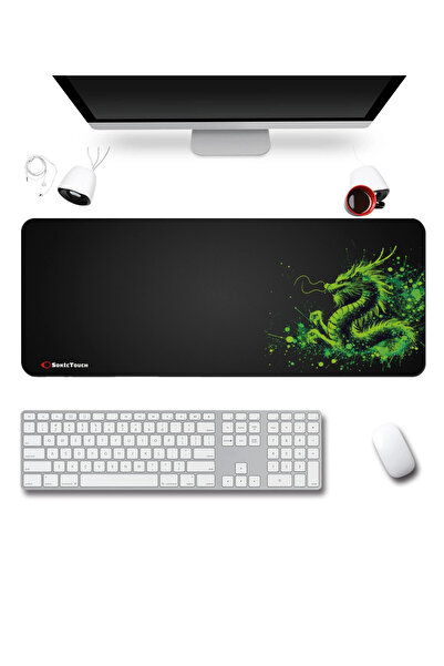 SonicTouch UltraGrand Black Neon Green Dragon Seamless Xxl Gaming Gamer Deskt...