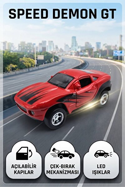 Tıfıl Toys Speed Champion GT Mustang Kırmızı 12 CM Araba - Kapıları Açılan Iş...