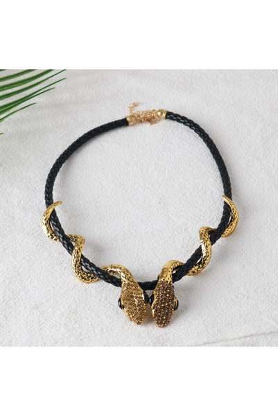 Choice gold Personalized Entangled Diamond Snake Shaped O-Shaped Necklace Wit...