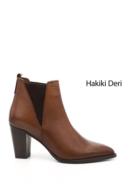 GÖNDERİ(R) Women / Girls Tan Antique Heeled Genuine Leather Chelsea Boots