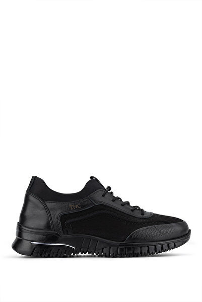 Tamer Tanca Women's Genuine Leather Black Nubuck Casual Shoes