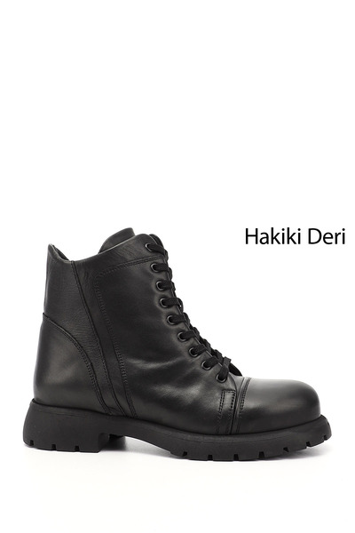 GÖNDERİ(R) Women's Black Zippered Genuine Leather Boots