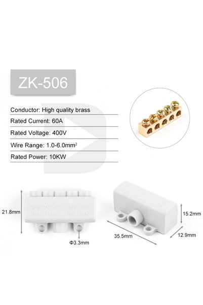 choice2 موصل أسلاك ZK-506 عالي القدرة متعدد المخارج 60 أمبير/400 فولت 1-6 مم2...