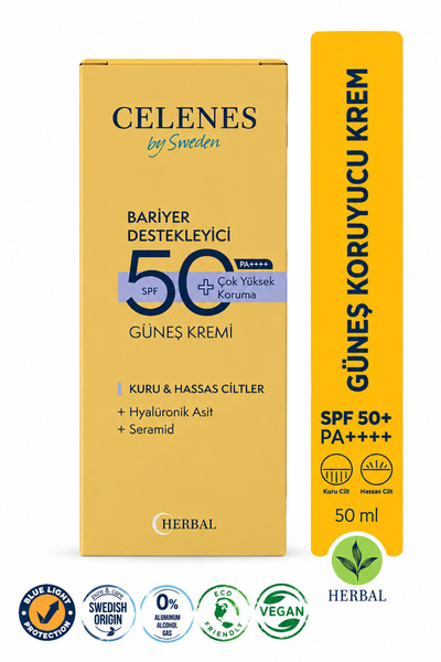 Celenes by Sweden Herbal Güneş Kremi Kuru Ve Hassas Ciltler 50+ Spf 50 Ml