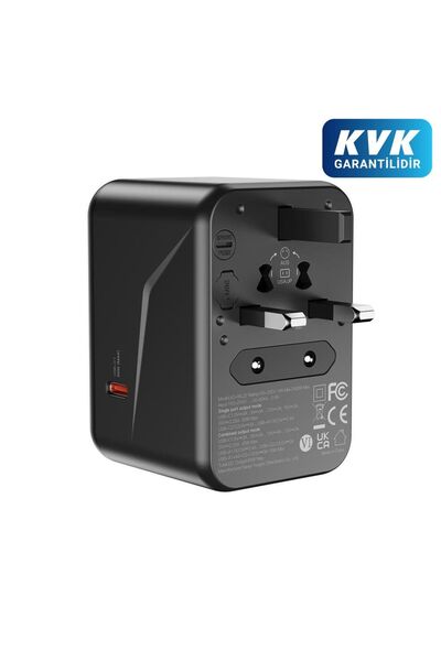 Xo WL22 65W GaN Evrensel Seyahat Şarj Cihazı (1AC+3USB-C+2USB-A) Hızlı Şarj A...