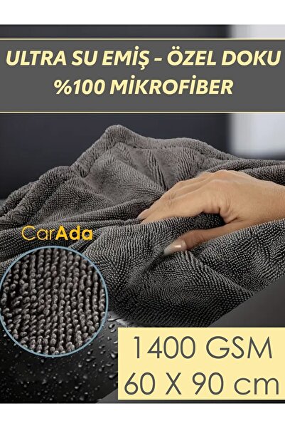 CarAda Twisted Pile Oto Kurulama Ve Temizlik Havlusu GRİ / 60cmx90cm