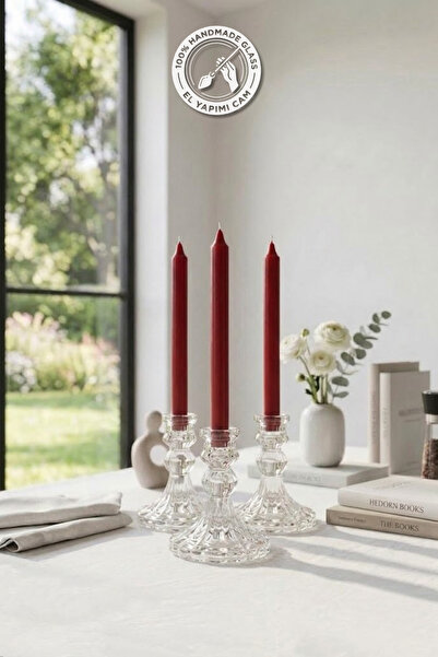 Glamis Selen Concept Linea Model Cam Şamdan & Mumluk Küçük Boy 3'lü Set