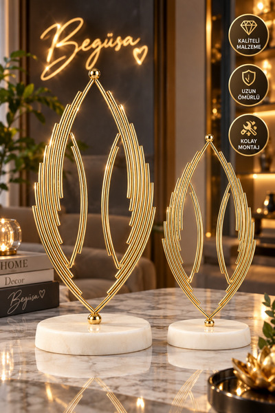 Begüsa Dali 2.Li Set Aksesuar Gold Kaplama, Dekoratif Gold Kaplama Aksesuar, ...
