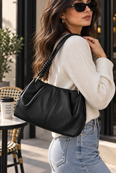citycenterfashion Women's Shoulder Bag with Tie Detail and Magnet Closure Cty...