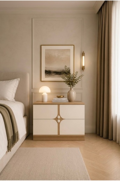 Lisso Home Ilgaz Komodin, Meşe/Aytaşı 55x43 cm H:52