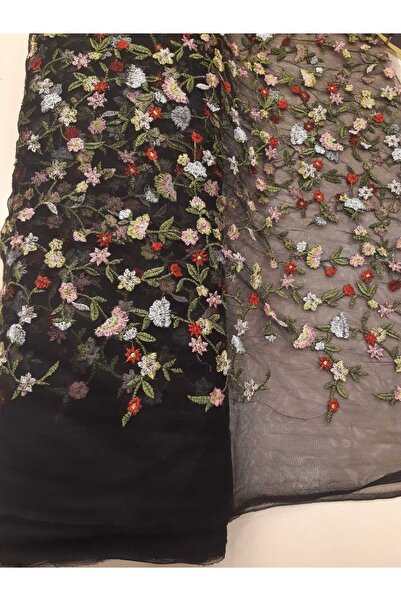Safir Kumaş Abiye Elbiselik Uçuk Yavru Ağzı Zemine Nakış Brode Dantel 2.5 Metre