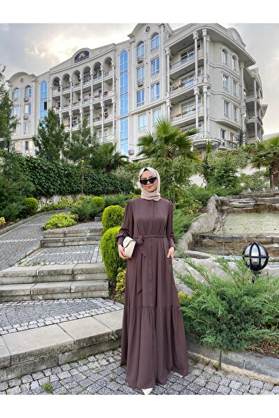 Berel Moda Balloon Sleeve Skirt with Ruffle Detail Crepe Sena Ferace-Dark Mink (Size 3)