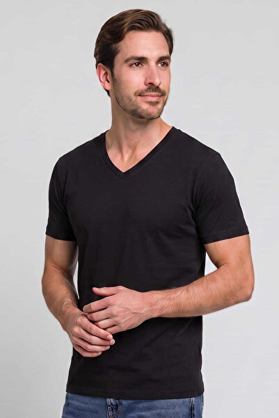 RELAXIA T-Shirt Men's V-Neck Combed Cotton