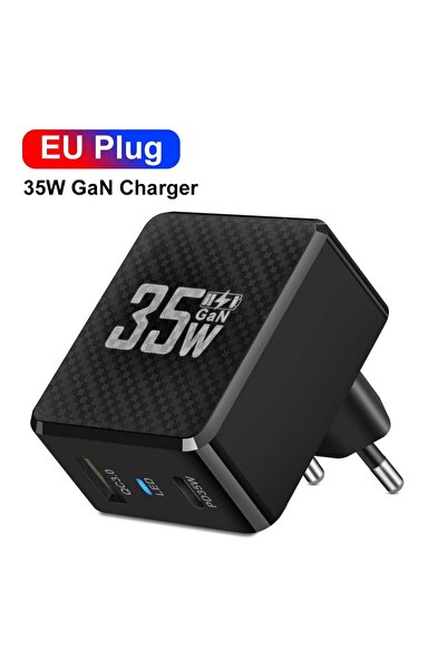 Choice شاحن USB من النوع C من الاتحاد الأوروبي أسود 35 وات GaN شاحن سريع للأج...
