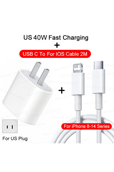 Choice1 US 2M (8-14 Series) PD 40W Fast Charger For iPhone 17 16 15 14 11 12 ...